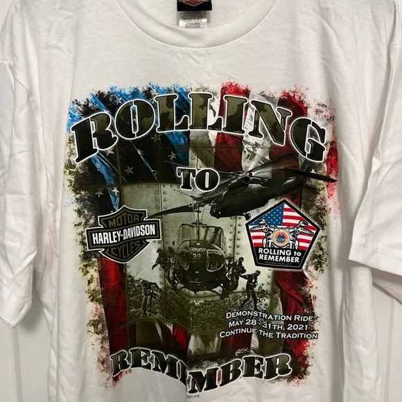 Harley-Davidson White 'Rolling to Remember' Tee - Picture 2 of 8